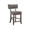 Rustic Aesthetic Dark Cherry Finish Counter Height Chair Set of 2 Wood Framed Nailhead Trim Fabric Upholstered Seat Kitchen Dining Room Furniture