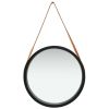 Wall Mirror with Strap 16.7" Black
