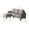 Modern Living Room Furniture L Shape Sofa with Ottoman in Dark Grey Fabric