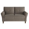 Modern Living Room Sofa Set 2pcs Comfort Sofa Loveseat Plush Seatbacks Tufted Detail Brown Velvet Upholstery Solid Wood Frame Furniture