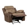 Plush Comfort Chair Brown Microfiber Upholstered Solid Wood Frame Living Room Furniture 1pc Glider Reclining Chair Plush Arms Tufted Details