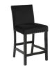 2pc Contemporary Modern Transitional Counter Height Side Chair with Nailhead Trim Black Upholstery Fabric Black Base Wooden Furniture