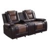 Modern Luxury Living Room Sofa Set 2pc Reclining Sofa Loveseat Formal Furniture Premium Faux Leather Upholstery Comfortable Two-Tone Brown Finish