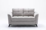 Callie Light Gray Woven Fabric Sofa Loveseat Living Room Set