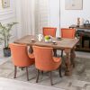 A&A Furniture,Ultra Side Dining Chair, Thickened fabric chairs with neutrally toned solid wood legs, Bronze nail head, Set of 2, Orange