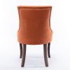 A&A Furniture,Ultra Side Dining Chair, Thickened fabric chairs with neutrally toned solid wood legs, Bronze nail head, Set of 2, Orange