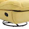 360° Swivel Recliner Adjustable Chair Chenille Glider Swivel Reclining Sofa Chair with Black Metal Round Base - Yellow