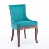 A&A Furniture,Ultra Side Dining Chair, Thickened fabric chairs with neutrally toned solid wood legs, Bronze nail head, Set of 2, Blue