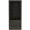 Plympton 3-Shelf Rectangle 5-Bottle Bar Cabinet Carbon Espresso