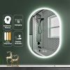 36X24 Inch Bathroom Mirror with Lights, Anti Fog Dimmable LED Mirror for Wall Touch Control, Frameless Oval Smart Vanity Mirror Vertical Hanging