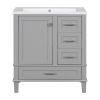 30" Bathroom Vanity , Modern Bathroom Cabinet with Sink Combo Set, Bathroom Storage Cabinet with a Soft Closing Door and 3 Drawers, Solid Wood Frame(G