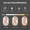 36X24 Inch Bathroom Mirror with Lights, Anti Fog Dimmable LED Mirror for Wall Touch Control, Frameless Oval Smart Vanity Mirror Vertical Hanging
