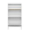 Natural Rattan 3 Door Shoe Rack, Freestanding Modern Shoe Storage Cabinet, for Entryway