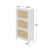 Natural Rattan 3 Door Shoe Rack, Freestanding Modern Shoe Storage Cabinet, for Entryway