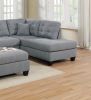 Modern 3pc Sectional Sofa Set Reversible Chaise Sofa Ottoman Gray Linen Like Fabric Living Room Furniture Couch