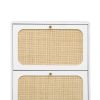 Natural Rattan 3 Door Shoe Rack, Freestanding Modern Shoe Storage Cabinet, for Entryway