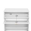 Natural Rattan 3 Door Shoe Rack, Freestanding Modern Shoe Storage Cabinet, for Entryway