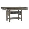 1pc Counter Height Table with 4 Drawers Wine Rack Display Shelf Transitional Dining Furniture Antique Gray and Coffee Finish Storage Table
