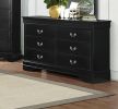 Traditional Design Black Finish Dresser of 6x Drawers 1pc Classic Louis Phillippe Style Bedroom Furniture