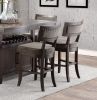 Rustic Aesthetic Dark Cherry Finish Counter Height Chair Set of 2 Wood Framed Nailhead Trim Fabric Upholstered Seat Kitchen Dining Room Furniture