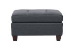 Contemporary Genuine Leather Black Tufted 7pc Modular Sectional Set 2x Corner Wedge 3x Armless Chair 2x Ottoman Living Room Furniture Sofa Couch