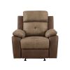 Plush Comfort Chair Brown Microfiber Upholstered Solid Wood Frame Living Room Furniture 1pc Glider Reclining Chair Plush Arms Tufted Details