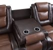 Modern Luxury Living Room Sofa Set 2pc Reclining Sofa Loveseat Formal Furniture Premium Faux Leather Upholstery Comfortable Two-Tone Brown Finish