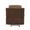 Plush Comfort Chair Brown Microfiber Upholstered Solid Wood Frame Living Room Furniture 1pc Glider Reclining Chair Plush Arms Tufted Details