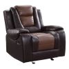Modern Luxury Chair Glider Reclining 1pc Formal Living Room Furniture Premium Faux Leather Upholstery Comfortable Two-Tone Brown Finish