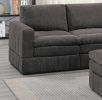 Contemporary 5pc Set Modular Sofa Set 2x One Arm Chair / Wedge 2x Armless Chairs 1x Ottoman Mink Morgan Fabric Plush Living Room Furniture