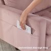 74'' Modern Love Seats Sofa Couch Furniture, Velvet Fabric Mid Century Couch for Living Room, Bedroom, Apartment/Easy, Tool-Free Assembly(Sofa, Pink)