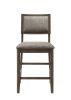 2pc Transitional Counter Height Dining Side Chairs with Upholstered Seat Back Dark Brown Gray Finish Dining Room Wooden Furniture