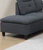 Living Room Furniture Charcoal Cushion Sectional w Ottoman Linen Like Fabric Sofa Chaise