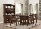 Dark Brown Finish Storage Base Counter Height Table 1pc Extension Leaf 2 Drawers 9-Bottles Wine Rack Decorative Metal Rivet Banding Dining Furniture