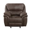 Plush Modern Design Living Room Rocker Reclining Chair Brown Microfiber Upholstery Solid Wood Frame Furniture 1pc