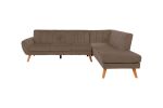 Contemporary 2-Pcs Sectional Set Living Room Furniture Light Brown Velvet Couch Left Facing Sofa, Right Facing Chaise Plush Cushion