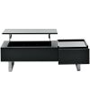 [VIDEO provided] ON-TREND Multi-functional Coffee Table with Lifted Tabletop, Contemporary Cocktail Table with Metal Frame Legs, High-gloss Surface Di