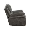 Plush Modern Design Living Room Power Reclining Chair Gray Microfiber Upholstery USB port Solid Wood Frame Furniture 1pc