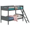 Grey Twin/Twin Bunk Bed with Built-in Ladder
