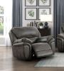 Plush Modern Design Living Room Power Reclining Chair Gray Microfiber Upholstery USB port Solid Wood Frame Furniture 1pc