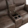 Plush Modern Living Room Sofa Set 2pc Reclining Sofa and Loveseat Brown Microfiber Upholstery Solid Wood Frame Furniture