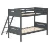 Grey Twin/Twin Bunk Bed with Built-in Ladder