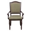 Dark Cherry Finish Armchairs Set of 2 Upholstered Seat and Back Nailhead Trim Wooden Furniture Armrest Chairs Set