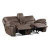 Plush Modern Living Room Sofa Set 2pc Reclining Sofa and Loveseat Brown Microfiber Upholstery Solid Wood Frame Furniture