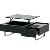[VIDEO provided] ON-TREND Multi-functional Coffee Table with Lifted Tabletop, Contemporary Cocktail Table with Metal Frame Legs, High-gloss Surface Di