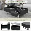 [VIDEO provided] ON-TREND Multi-functional Coffee Table with Lifted Tabletop, Contemporary Cocktail Table with Metal Frame Legs, High-gloss Surface Di
