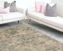 9' X 12' Blue Floral Vines Hand Loomed Distressed Area Rug