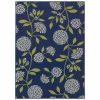 5' X 5' Blue and Green Floral Indoor Outdoor Area Rug