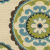 2' X 4' Green and Ivory Floral Indoor Outdoor Area Rug