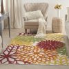 5' X 7' Red Multi Colored Floral Indoor Outdoor Area Rug